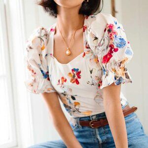 NWT Ivy City Co Coco Blouse in Ivory Floral, Size XL